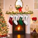 XIMISHOP 6PACK Christmas Stockings,18Inches Large Cable Knitted Stocking Personalized Xmas Hanging Stocking Decorations with Name Tags for Holiday Christmas Party Family Decor, Green Red White