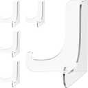 Dooiclear 5 Pack Acrylic Display Stand, Plate Stand for Display, Clear Easel Stand, Display Holder for Card, Frame, Picture, Magazine, Book, CD, Phone (Large/ 4.5 Inch)