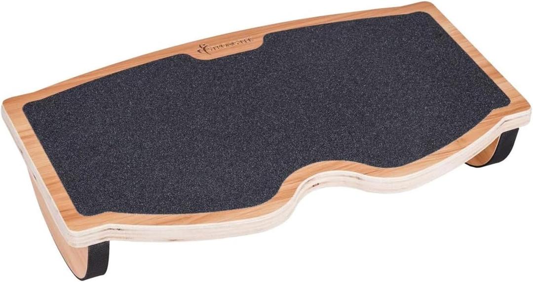 StrongTek Ergonomic Wood Foot Rest for Enhanced Circulation & Comfort, 350lbs Capacity, Rocker Balance Board for Standing Desks, Non-Slip, No Assembly, 18" Wide - Ideal for Office/Home