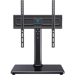 PERLESMITH Universal Swivel TV Stand for 24-60 inch TVs up to 99 lbs, 12 Height Adjustable Table Top TV Stand, TV Base Stand with Tempered Glass Base, Max VESA 400x400mm, PSTVS33