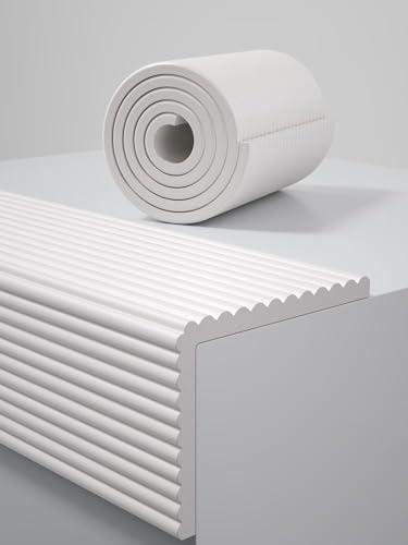 QYV Extra Wide Thick Edge Protectors for Baby, Pre-Taped 6.56ft Foam Guard | 11.8''W Corner Protector, 0.47'' Thick Soft Rubber Foam Padding for Fireplace Table Stair Wall, Waterproof, White