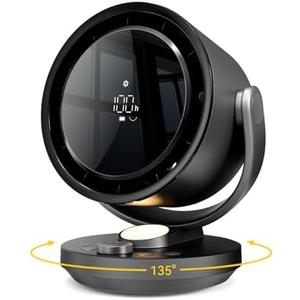 let'me Desk Fan, 100-Speed Table Fan with Digital Display, Rechargeable Portable Fan with Warm Night Light, 135°Auto Oscillating Fan and 12H Timer, Small Quiet Desk Fan for Bedroom, Home, Office