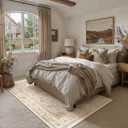 6x9 Beige Washable Area Rug Non Slip Vintage Carpet