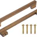 uxcell 4Pcs Wood Drawer Pulls, 8 Inch Hole Center Square Wooden Drawer Pulls Cabinet Handles with Screws for Kitchen Dresser Wardrobes Door Cupboard, Dark Walnut