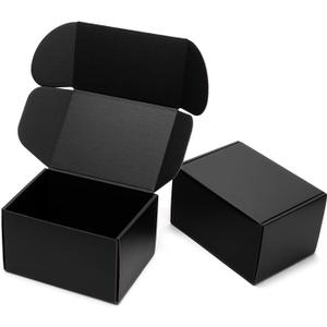 Timirog 7x5x4 Inches Black Shipping Boxes 25 Pack - Corrugated Cardboard Mailing Box for Small Business, Tab Locking Literature Mailer for Packing Jewelry Ornament Gift Craft Packaging Supplier