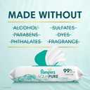 Pampers Aqua Pure Baby Wipes, Unscented, Fragrance Free, 99% Water, Water Based, Multi-Use, 896 Wipes Total (16X Flip-Top Packs)