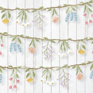 Cheerland 3pcs Flower Banner Wildflower Garland Floral for Enchanted Garden Theme Bridal Shower Wedding Wild Birthday Baby Bloom Fairy Tale Woodland Supplies Cottagecore Mothers Day Party Decorations