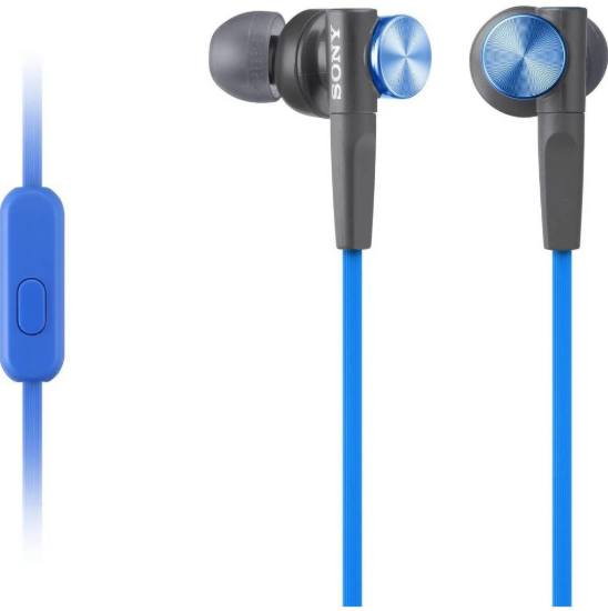 Sony MDRXB55AP Wired Extra Bass Earbud Headphones/Headset with Mic for Phone Call, Blue