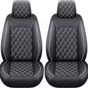 Front Toyota Tacoma Seat Covers Waterproof Leather (Black-White) | Custom Fit 2005-2026 TRD Sport/Pro/Off Road SR5 SR Limited Double/Crew Cab Access/Xtra Cab Regular Extended Cab Truck Pickup