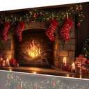 Holiday Christmas Desk Mat Festive Stockings Fire Cartoon Mousepad XL Large Gaming Mouse Pad Laptop Keyboard Mat Desk Pad Office Computer Keyboard Laptop Home, 31.5x11.8 Inch