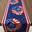 3 x 4th of July Decorations - Patriotic USA Stars Floral Table Runner | Fourth of July Accessories for Memorial Day - 250th Anniversary America Merchandise Decor Party Supplies Indoor Outdoor Home