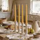 Viyffo 8 Inch Pure Beeswax Taper Candles, 6 Pack Handcrafted Dripless & Smokeless Long Burning Unscented Candles, 8 Hour Burn for Dinner, Wedding, Home, Prayer Decor