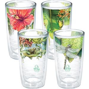 Tervis Recycled Made in USA Double Walled Insulated Tumbler Travel Cup Keeps Drinks Cold & Hot, 16oz - 4pk, Assorted Nature