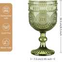 Joeyan Vintage Wine Glasses,12 oz Embossed Sunflower Green Goblet,Set of 4
