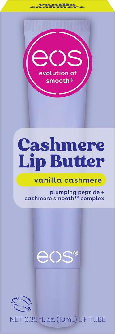 3 x eos Cashmere Lip Butter – Vanilla Cashmere, Smoothing Lip Mask & Moisturizer with Plumping Peptides & Shea Butter, 0.35 fl oz