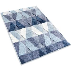Tiita Bath Rugs for Bathroom 24" x 36" Non-Slip Blue Bath Mats Machine Washable Absorbent Shaggy Floor Foot Mat Microfiber Striped Pad Shower Rug
