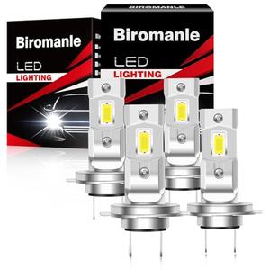 Biromanle Compatible with 2007 2008 2009 2017 2018 Hyundai Santa Fe Hi/Lo Beam bulbs, H7 Hi/Lo Beam, 6000k white light 400% Brightness,Turn signal bulbs(Pack of 4)