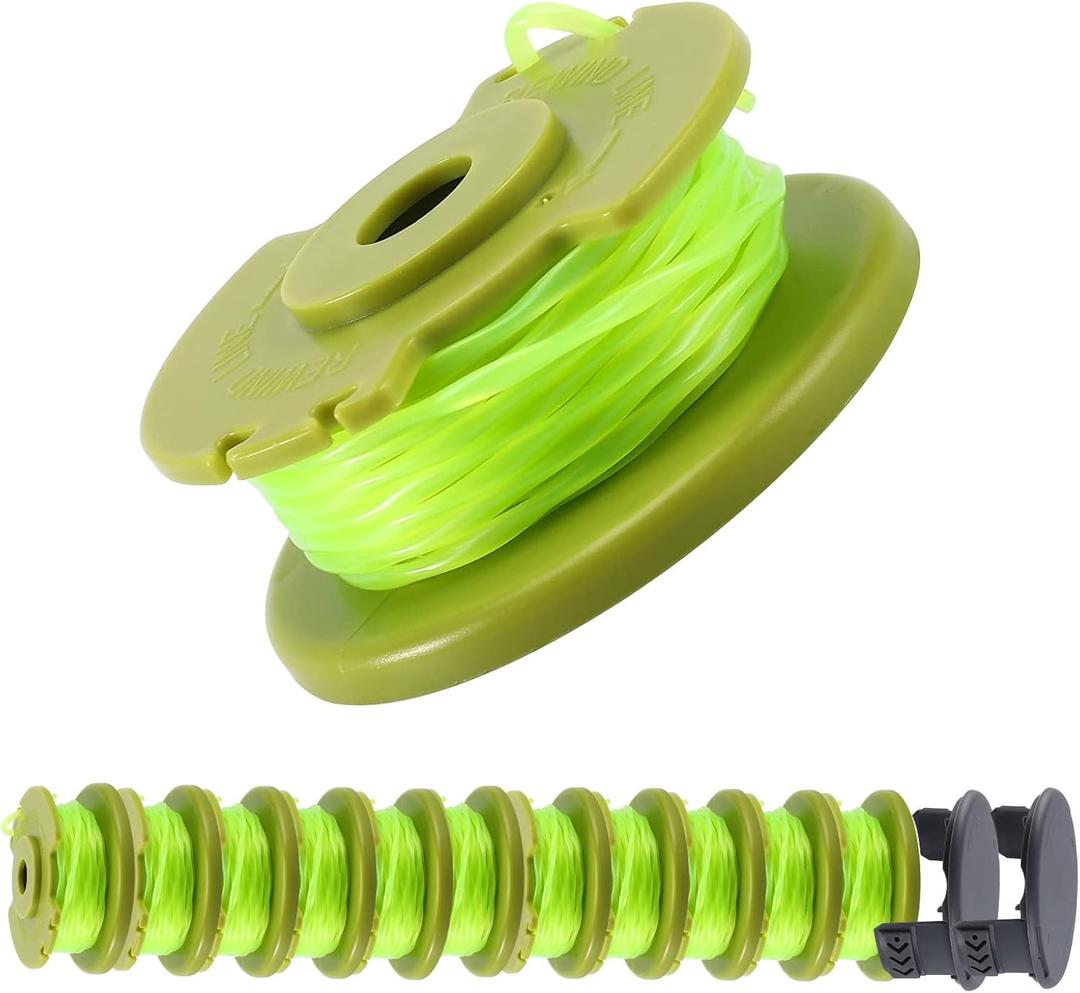 A ANLEOLIFE .080in Twisted Line Spool #AC80RL3 for RYOBI Cordless Auto-Feed String Trimmers 18v 24v and 40,11ft-Long (12 Spools & 2 Cap)