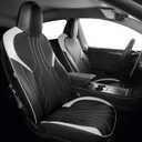 1: 1 Custom Fit for Tesla Model Y Seat Covers 2024 2023 2022, Breathable Leather Car Seat Covers Full Set 7-Seater - Black/White