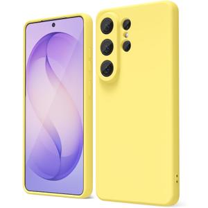 oakxco for Samsung Galaxy S26 Ultra Case Silicone, Thin Slim Grip Soft Rubber Gel Protective Phone Case for Women, Matte Plain Solid Color Aesthetic Cute Girly Case with Camera Cover, Yellow