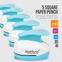 BearBoss 5 Square Paper Punch Set, Different Sizes, Scrapbooking Crafting Tool, Classic White