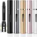 10ml Perfume Atomizer Travel Refillable, 5PCS Perfume Travel Refillable Bottle,Bottom-Filling Fragrances Perfumes Bottle,Mini Cologne Dispenser,Portable Sprayer (Black+Grey+Pink+Gold+Silver)