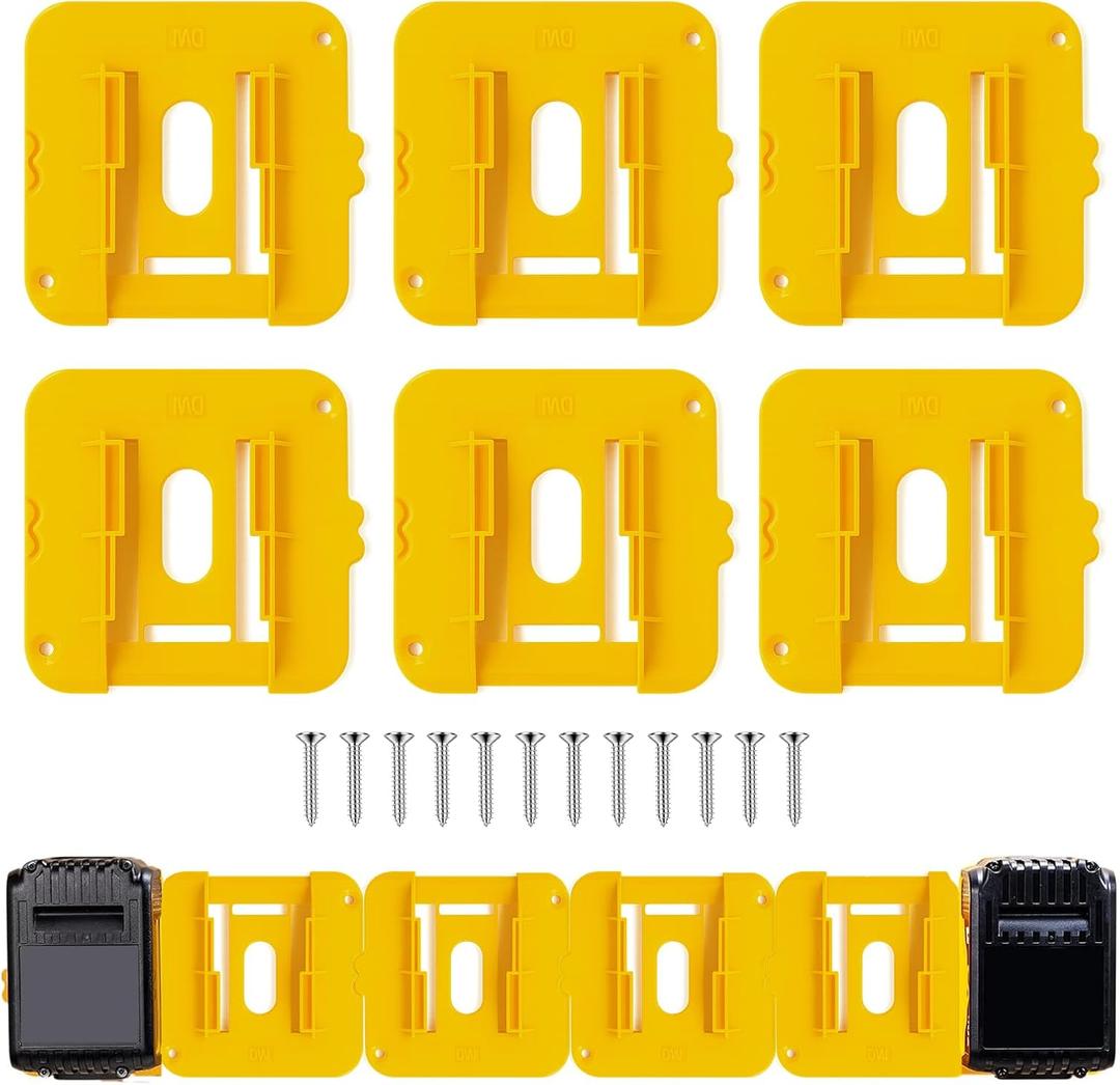 6-Pack Battery Mount Holders Compatible with Dewalt 20V 60V Batteries DCB200DCB208