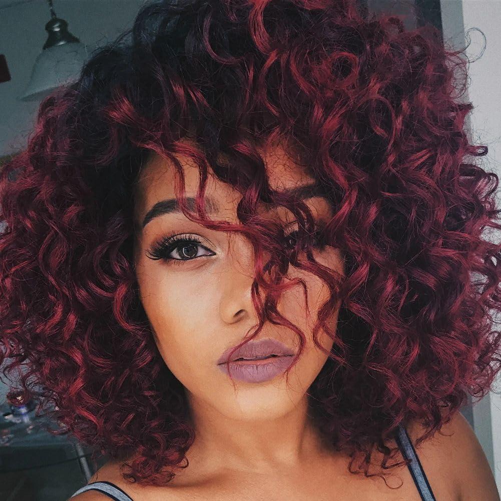 Red Afro Curly Wig for Black Women Red Kinky Burgundy Wigs Synthetic Natural Looking Daily Party Cosplay Hair Wig