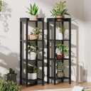 HOOBRO Small Bookcase, Industrial Style Bookshelf for Narrow Spaces, 4-Tier Square Book Shelf Stand, Easy to Install, Wooden Storage Rack Display Shelf, Corner Shelf for Living Room, Black BK08CJ01, 11.8"L x 11.8"W x 42.5"H
