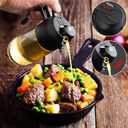 2 in 1 Glass Oil Sprayer & Dispenser,16oz/470ml Olive Cooking, Air Fryer, and Salad, for Kitchen Gadgets and Air Fryer Accessories, w/Stickers (Black)