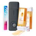 Roll On Waxing Kit for Hair Removal - At-Home Body & Face Wax Kit for Women & Men with 2 Wax Cartridges & 50 Strips, Depilatory Kit for Legs, Arms, Bikini (Black)