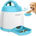 PETGEEK Automatic Dog Treat Dispenser with Button - Puzzle Memory Training Feeder, Pet Geek Button Treat Food Dispensing Toys Interactive, Iq Training Dog Feeder (Blue)