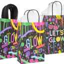 2 x DjinnGlory 36 Pack Small-Size Black Paper Gift Bags with Handles (Let's Glow Party) and 36 White Tissue Paper for Themed Birthday Parties, 9x5.5x3.15 Inch