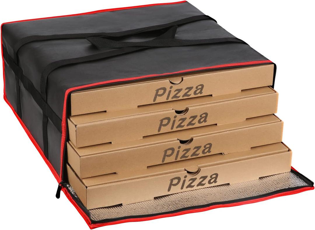 musbus Large Insulated Shopping Bag Thermal Bag Foldable Cooler Bag for Warm Delivery with Cold Cooling Function, Black-red, 20W x 20D x 8H, Modern