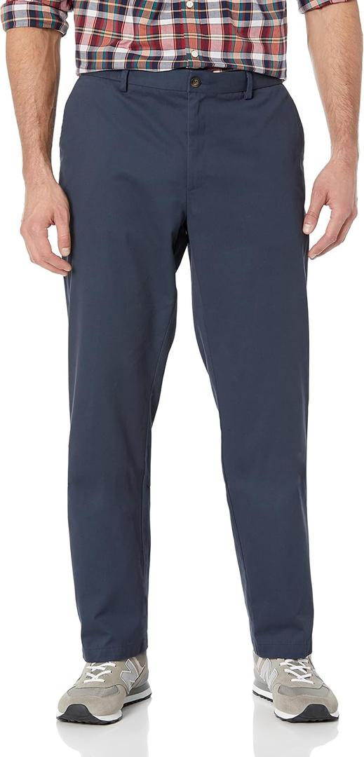 Amazon Essentials Men's Straight-Fit Wrinkle-Resistant Flat-Front Chino Pant, Navy, 34W x 32L