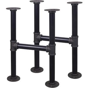 16'' Hight H-Shape Industrial Table Leg Set, Grey Steel Metal Pipes Vintage Furniture for Coffee and End Table Legs