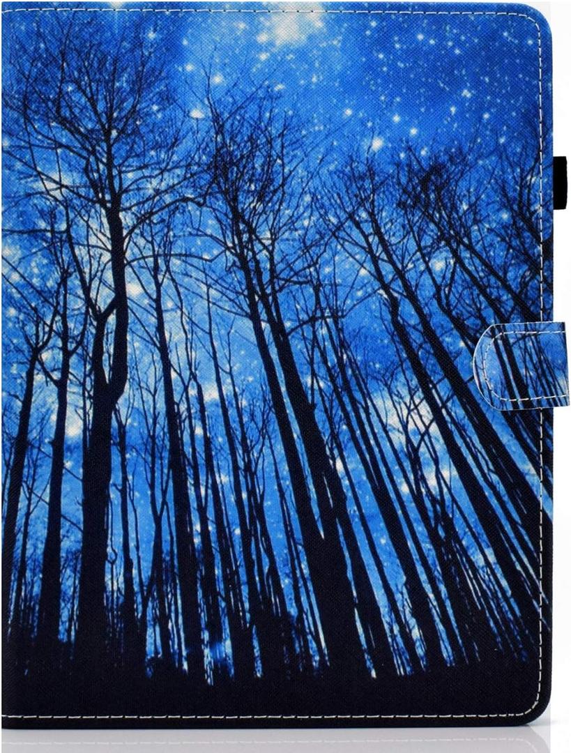 Universal 9.6-10.5 inch Tablet Case, Techcircle PU Leather Folio Stand Magnetic Book Cover with Card/Pen Holder, for Sumsung/Lenovo Tab/Asus/iPad 9.7/Fire HD 10 & More 10 Inch, Blue Light Forest