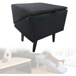 2-in-1 Convertible Wooden Home Step Stool Dog Ramp Stairs,Folding Non Slip Split Dog Ramp Ottoman for Elderly and Injured Dogs to Get on Bed Couch,Black