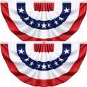 3 x 6 Feet 2 Pack American USA Pleated Half Fan Bunting Flags,Bunting Flags Outdoor Patriotic Half Fan Banner Flag for Party Memorial Day Fourth of July Independence Day 4th of July Decorations