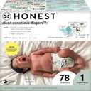 The Honest Company Clean Conscious Diapers for Sensitive Skin | Hypoallergenic, Fragrance Free | Gender Neutral Prints | Club Box, Size 1 (8-14 lbs), 78 Count (Size 1 (78 Count), Above It All + Barnyard Babies)