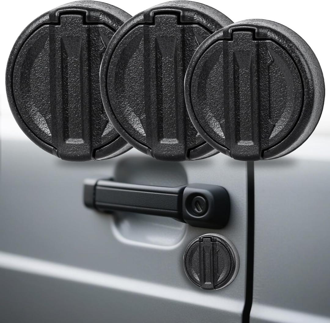 MYFAMIREA Magnetic Keyhole Covers for Jeep Wrangler JL/Gladiator JT 2018-2025 ABS 2 Front & 1 Tailgate Door Lock Protector, Keyhole Decor Accessories with Scratch-Free Silicone Backing, 3 PCS, Classic