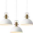 12 Inch Sandy White Farmhouse Pendant Lights for Kitchen Island Industrial Adjustable Height Vintage Dome Hanging Light Fixtures for Barn,Dining Room 3 Packs