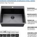 SHACO 18x18 Inch Drop In Black Bar Sink, 18 Inch Gunmetal Black Small Kitchen Sink, Stainless Steel 16 Gauge Single Bowl Laundry Prep RV Sink with Strainer Drain