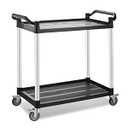 Imaboie Large Size Service Cart, Utility Rolling Carts with Wheels, Heavy Duty Restaurant Cart with 2 Brake Lockable Wheels for Kitchen/ Office/ Warehouse/ Garage (2 Tier - 34×17×37inches / 340lbs)