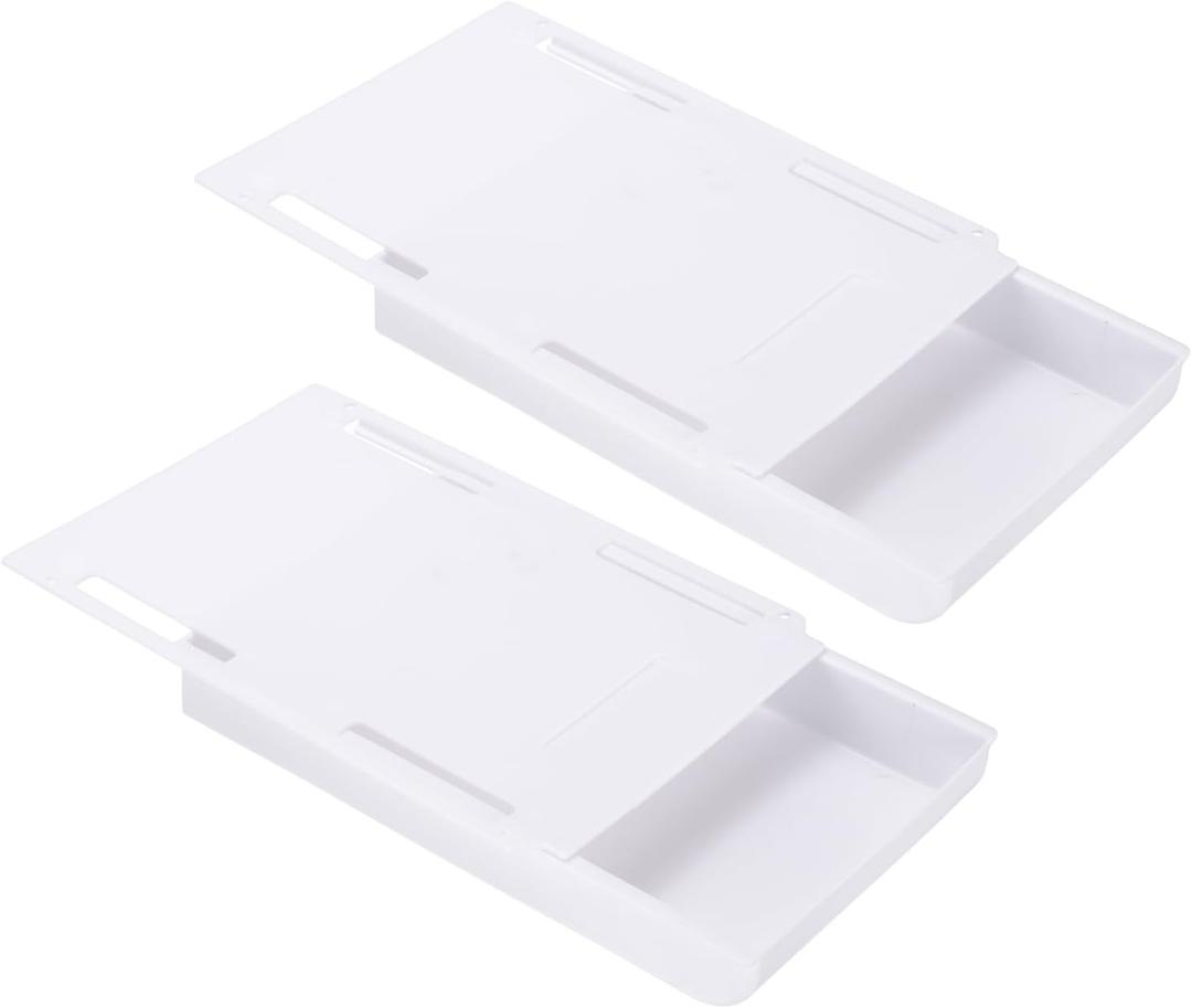 PATIKIL Under Desk Drawer Slide Out, 8.66 x 6.1" Plastic Table Storage Drawers Slide Out Storage Box for Laptop Study Desks Dining Dressing Tables Wardrobes Cabinets, White