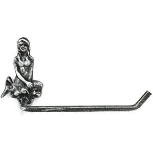 Hampton Nautical Antique Silver Cast Iron Mermaid Toilet Paper Holder 10" Bathroom Beach Home Decorating