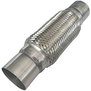 Heavy Duty Double Braided Stainless Steel Exhaust Flex Pipe with 2.5" ID / 8" Braided Length / 12" Overal Length, 2.5x8x12