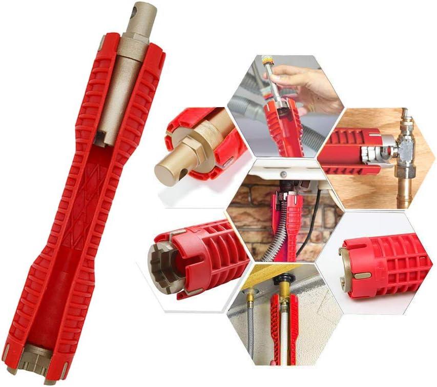 (8-in-1) faucet and sink installer,multi-purpose wrench plumbing tool for Toilet Bowl/Sink/Bathroom/Kitchen Plumbing and more (red)