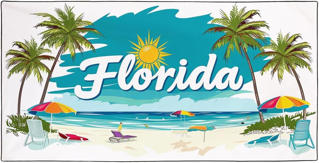 Palm Trees Florida Beach Towel Oversized 36"x72" Quick Dry Microfiber Towels Pool Accessories Cruise Essentials Vacation Gifts Summer Must Haves for Swimming Camping Travel (Color 10)