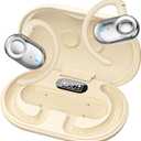 Open Ear Earbuds, Open Ear Headphones with 16mm Speakers, Bluetooth 5.4 Wireless, Biaxial Rotation, Lightweight, 20H Playtime, Over Ear Bluetooth Headphones for Running, Workout, IPX5 Waterproof (Ivory White)